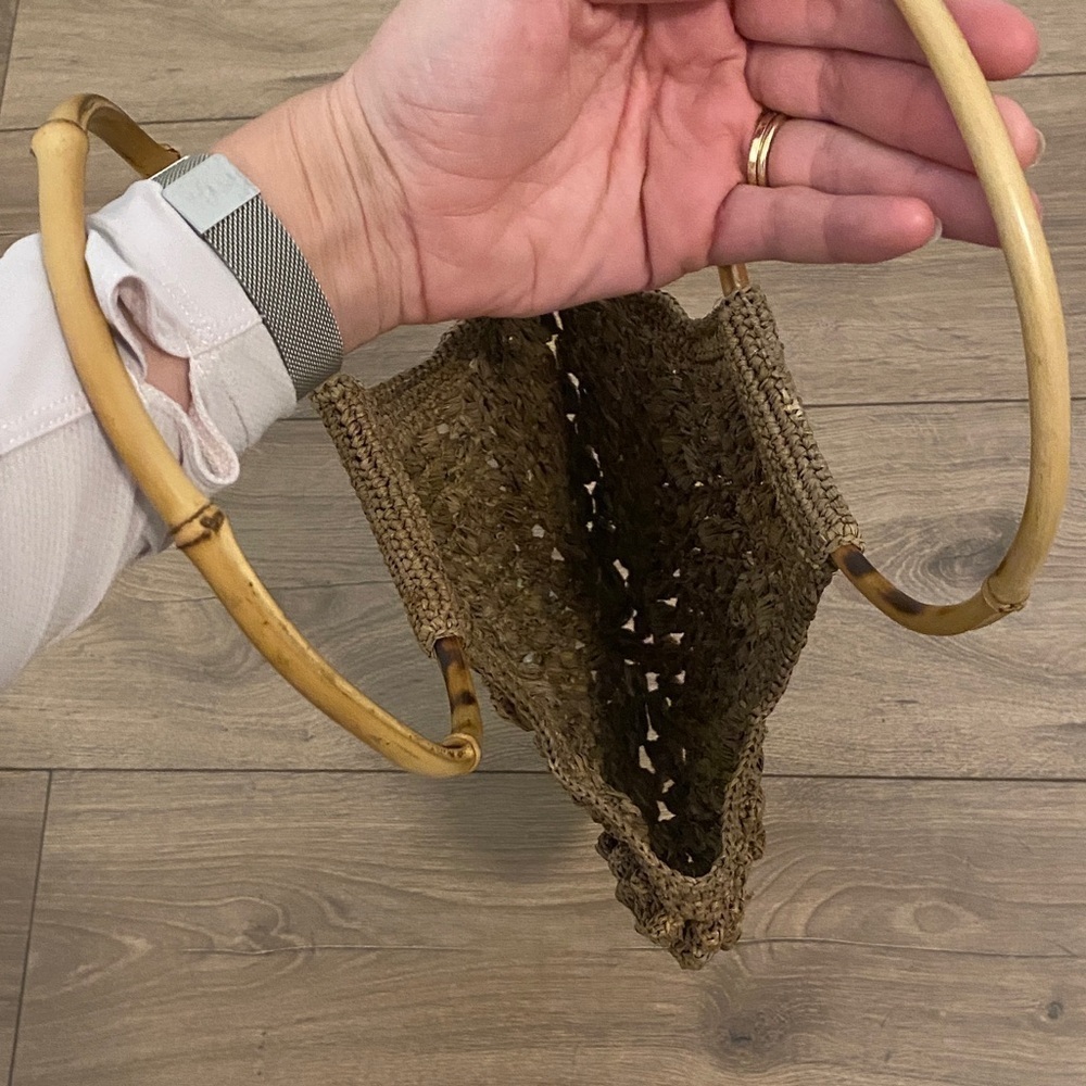 Izia Bag Tea Made in Mada Handcrafted Resort Brown Woven Purse - Picture 4 of 8